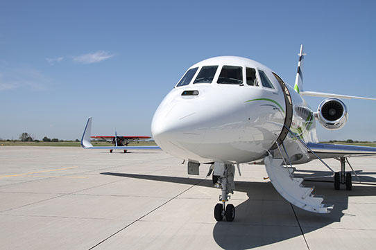 One expert on business aircraft cleaning quoted about 100 man-hours to thoroughly clean the exterior, interior and bright work on a mid-size business jet like a Falcon 2000. (Photo: Dassault)