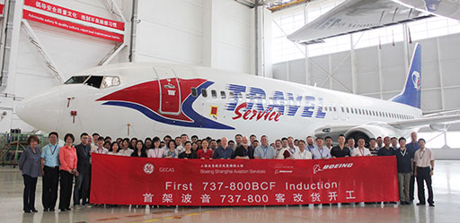 Boeing Shanghai Aviation Services inducted its first 737-800 Boeing Converted Freighter in June 2017. (Boeing image)