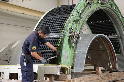 Lufthansa Techinik Middle East provides full MRO services including repair of structural and composite materials and component supply. Its maintenance services include all short and medium-haul Airbus and Boeing aircraft, as well as the Cyclean Engine Wash service. (Lufthansa Technik Middle East image)