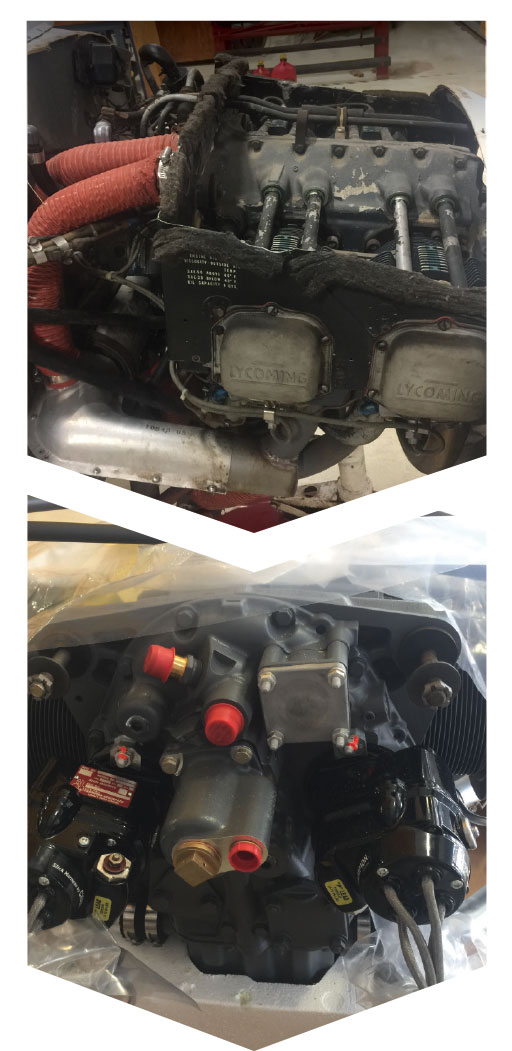 Engine before and after (or old and new).