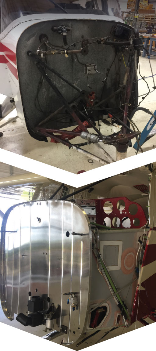 Engine compartment and firewall  before and after. 