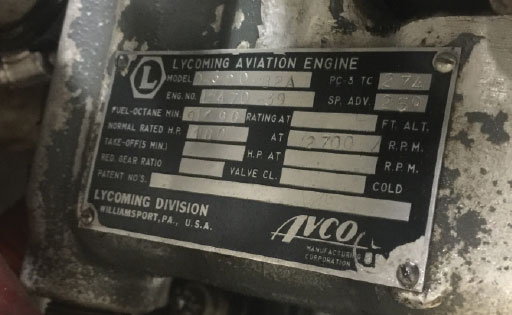Original engine data plate.