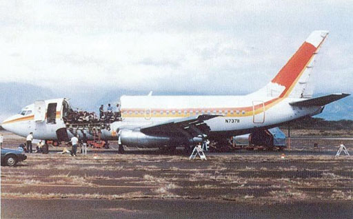 The NTSB said Aloha Airlines maintenance program failed to detect significant disbonding and fatigue damage that led to a lap joint failing. One flight attendant died and 65 of the 94 on board were injured. The image above shows the aircraft after landing on April 28, 1988. Image credit: https://ritkanlathatotortenelem.blog.hu/2013/12/16/aloha_823.