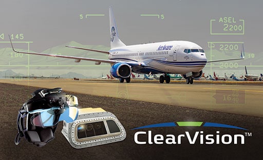 Universal Avionics offers an intuitive head-up system called ClearVision. ClearVision is a complete Enhanced Flight Vision System (EFVS) solution providing head-up capability combined with enhanced vision (EVS) and synthetic 3D terrain display (SVS). Universal Avionics image.