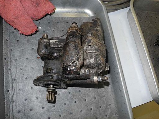 Graphic 8. The suspect fuel pump was removed from the engine by investigators and dissassembled for clues.