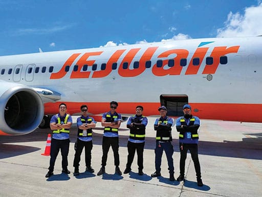 Dornier Technology Philippines crew with Jeju Air aircraft.