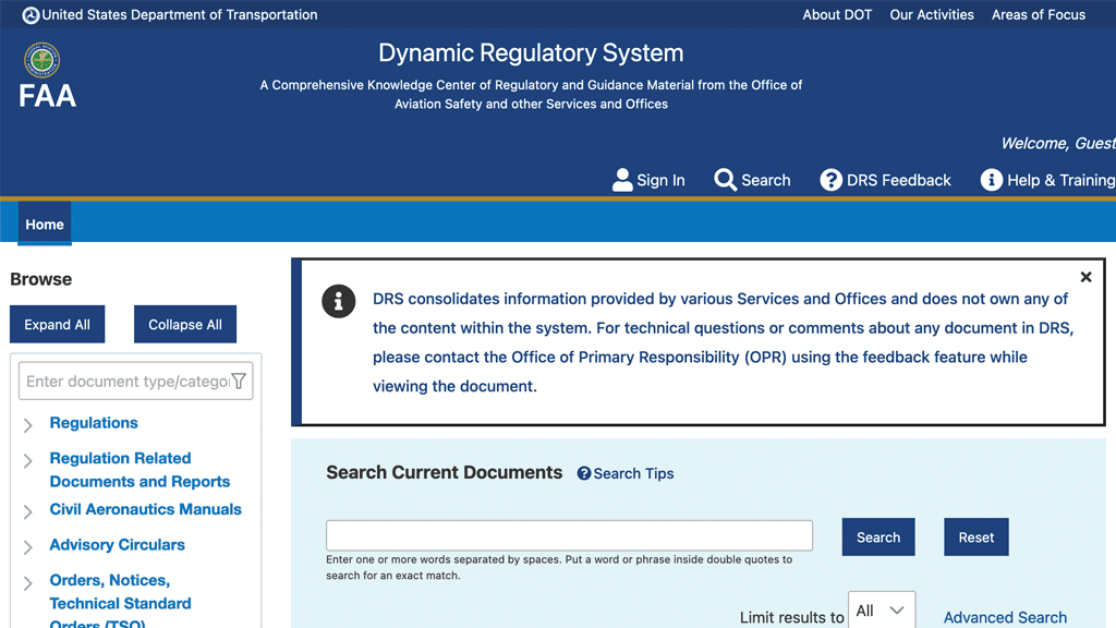 FAA’s RGL Has Been Decommissioned, Replaced with Dynamic Regulatory System