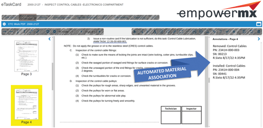 EmpowerMX's eTaskCard also offers automated material association on removal/install. EmpowerMX image.