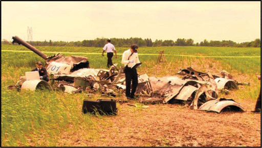 Graphic 2 – Final resting site of the main wreckage of the EMB-120. Pieces of the horizontal stabilizer were missing in this area.